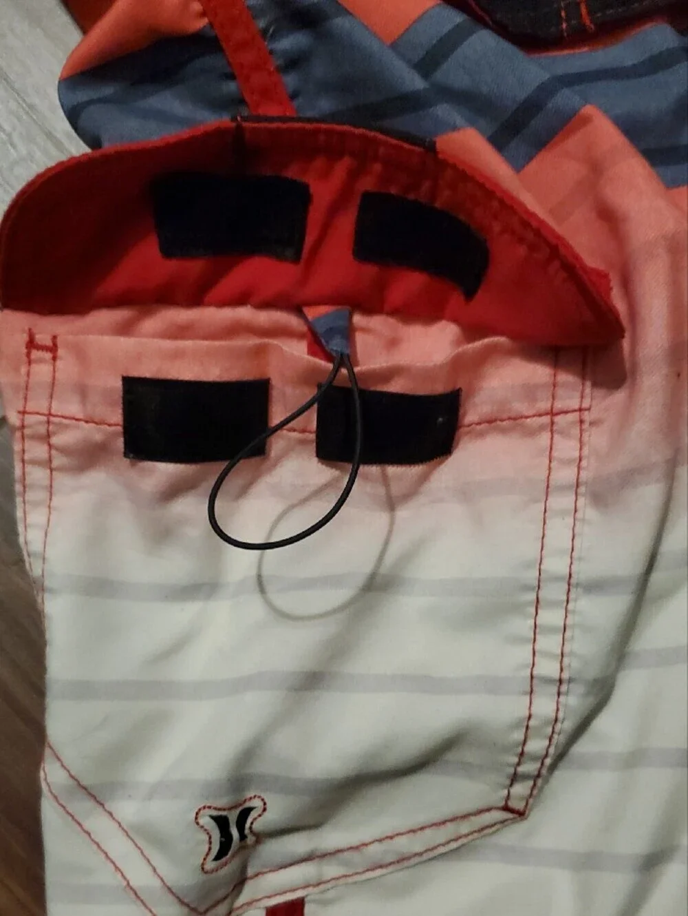 Hurley Red, Blue & White Gradient Stripe Boardshorts